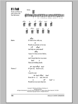 page one of If I Fell (Ukulele Chords/Lyrics)