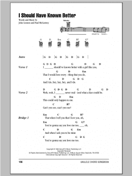 page one of I Should Have Known Better (Ukulele Chords/Lyrics)