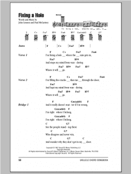 page one of Fixing A Hole (Ukulele Chords/Lyrics)