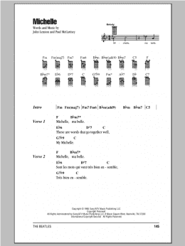 page one of Michelle (Ukulele Chords/Lyrics)
