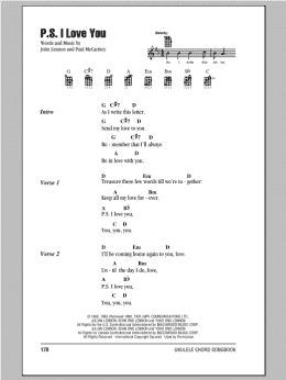 page one of P.S. I Love You (Ukulele Chords/Lyrics)