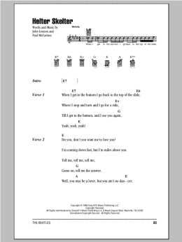page one of Helter Skelter (Ukulele Chords/Lyrics)