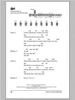page one of Girl (Ukulele Chords/Lyrics)