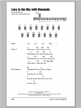 page one of Lucy In The Sky With Diamonds (Ukulele Chords/Lyrics)
