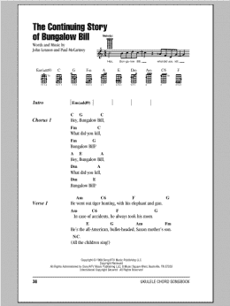 page one of The Continuing Story Of Bungalow Bill (Ukulele Chords/Lyrics)