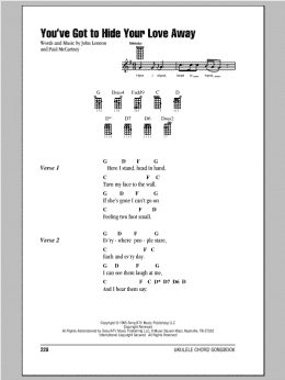 page one of You've Got To Hide Your Love Away (Ukulele Chords/Lyrics)