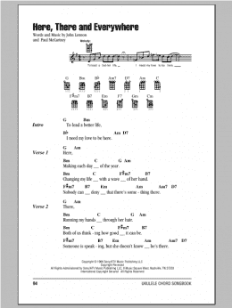 page one of Here, There And Everywhere (Ukulele Chords/Lyrics)