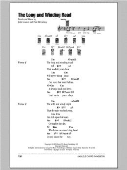 page one of The Long And Winding Road (Ukulele Chords/Lyrics)