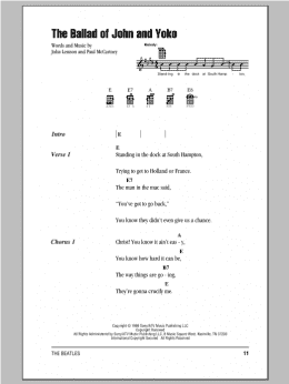page one of The Ballad Of John And Yoko (Ukulele Chords/Lyrics)
