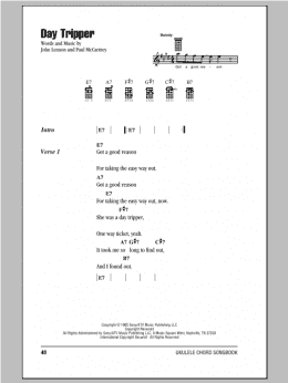 page one of Day Tripper (Ukulele Chords/Lyrics)