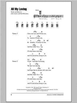 page one of All My Loving (Ukulele Chords/Lyrics)