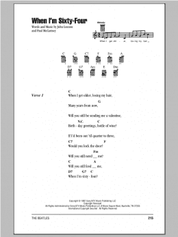 page one of When I'm Sixty-Four (Ukulele Chords/Lyrics)