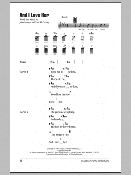 page one of And I Love Her (Ukulele Chords/Lyrics)