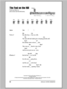 page one of The Fool On The Hill (Ukulele Chords/Lyrics)