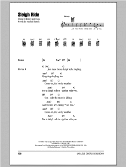 page one of Sleigh Ride (Ukulele Chords/Lyrics)