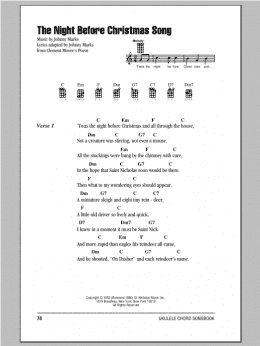 page one of The Night Before Christmas Song (Ukulele Chords/Lyrics)