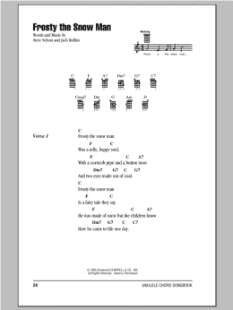 page one of Frosty The Snow Man (Ukulele Chords/Lyrics)