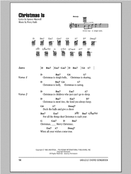 page one of Christmas Is (Ukulele Chords/Lyrics)