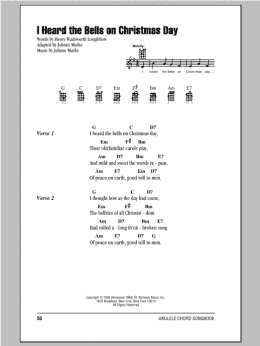 page one of I Heard The Bells On Christmas Day (Ukulele Chords/Lyrics)