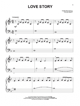 page one of Love Story (Beginning Piano Solo)
