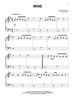 page one of Mine (Beginning Piano Solo)