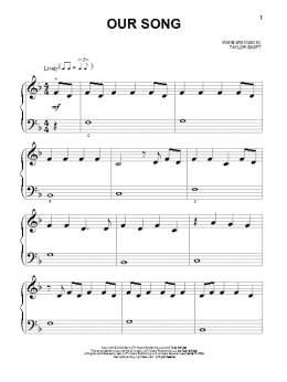 page one of Our Song (Big Note Piano)