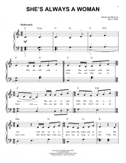 page one of She's Always A Woman (Very Easy Piano)