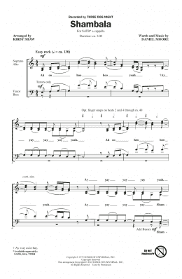 page one of Shambala (SATB Choir)
