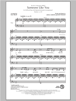 page one of Someone Like You (arr. Mac Huff) (SATB Choir)