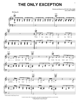 page one of The Only Exception (Piano, Vocal & Guitar Chords (Right-Hand Melody))