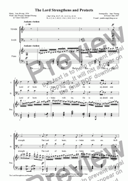 page one of God Strengthens and Protects (SATB+Pno.)