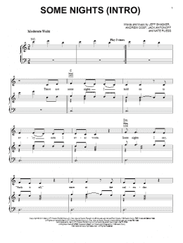 page one of Some Nights (Intro) (Piano, Vocal & Guitar Chords (Right-Hand Melody))