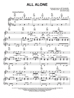 page one of All Alone (Piano, Vocal & Guitar Chords (Right-Hand Melody))