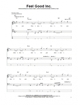 page one of Feel Good Inc (Bass Guitar Tab)