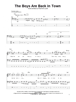 page one of The Boys Are Back In Town (Bass Guitar Tab)