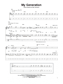 page one of My Generation (Bass Guitar Tab)