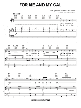 page one of For Me And My Gal (Piano, Vocal & Guitar Chords (Right-Hand Melody))