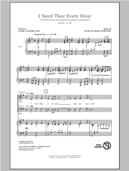 page one of I Need Thee Every Hour (SATB Choir)