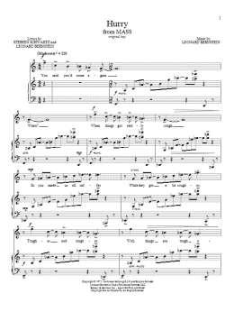 page one of Hurry (Piano & Vocal)