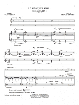 page one of To What You Said (Piano & Vocal)
