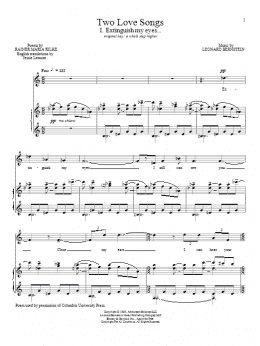 page one of Extinguish My Eyes (Piano & Vocal)