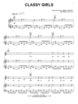 page one of Classy Girls (Piano, Vocal & Guitar Chords (Right-Hand Melody))