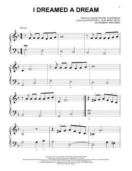 page one of I Dreamed A Dream (Beginning Piano Solo)