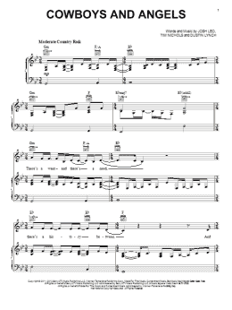 page one of Cowboys And Angels (Piano, Vocal & Guitar Chords (Right-Hand Melody))