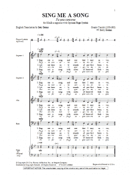 page one of Sing Me A Song (Fa Una Canzona) (SATB Choir)
