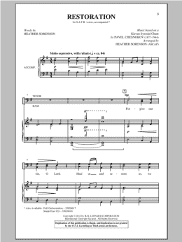 page one of Restoration (SATB Choir)