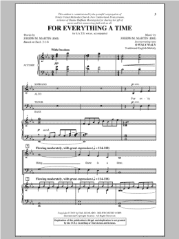 page one of For Everything A Time (SATB Choir)
