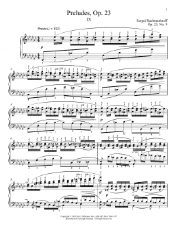 page one of Prelude In E-Flat Minor, Op. 23, No. 9 (Piano Solo)