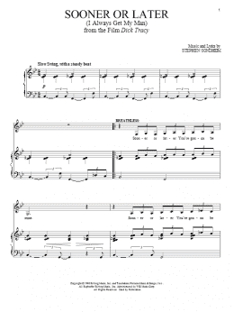 page one of Sooner Or Later (I Always Get My Man) (Piano & Vocal)