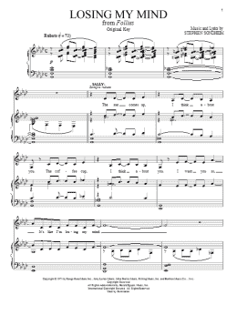page one of Losing My Mind (Piano & Vocal)
